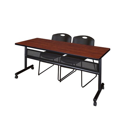 Kobe Rectangle FlipTop Table, 72" W, 29" H, Laminate Top, Cherry MKFTM7224CH44BK